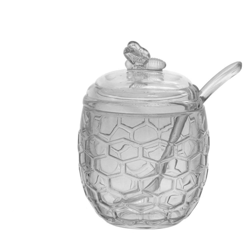 Açucareiro Vidro 230Ml Com Tampa E Colher Abelha