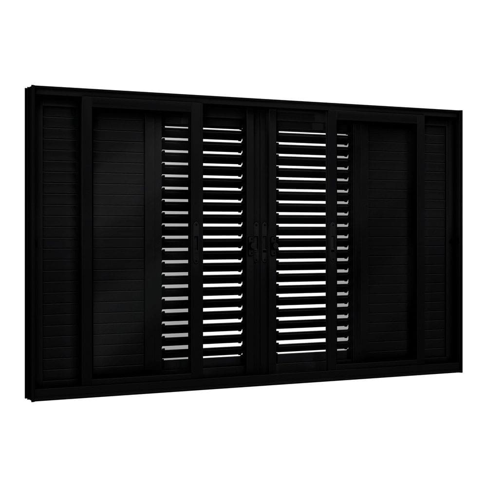 Janela de Alumínio Veneziana Flex 4 Folhas Móveis e 2 Fixas 120x150cm Lucasa Eccellente Preto