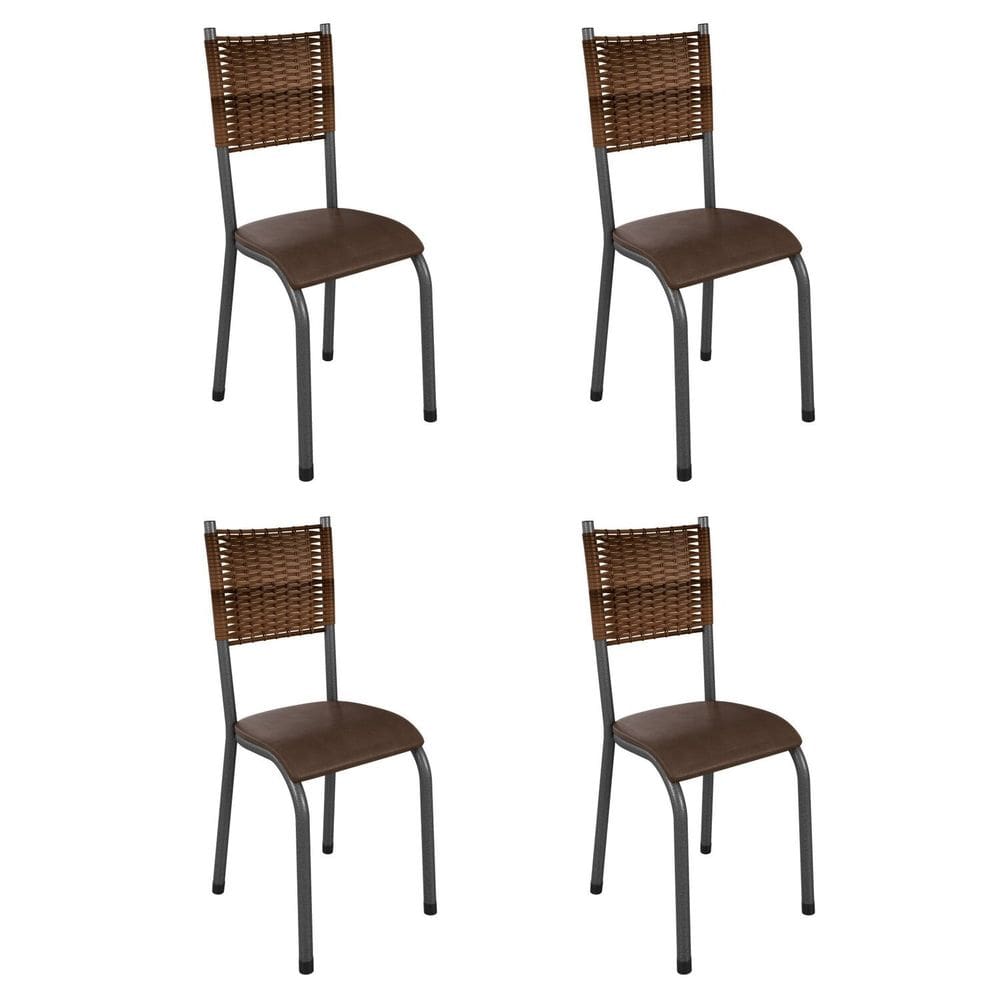 Conjunto 4 Cadeiras para Sala de Jantar Mariana Prata/Marrom