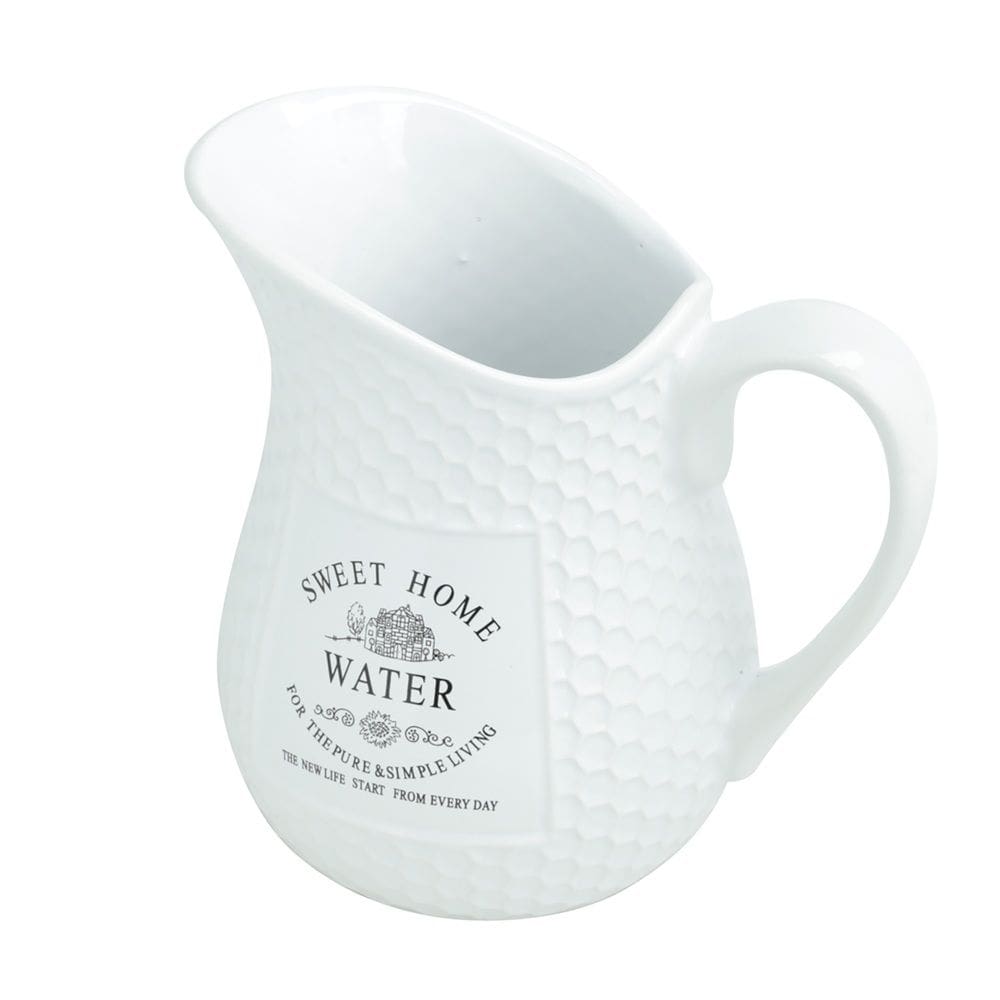 Jarra de Cerâmica P/Água Sweet Home Colméia Branco 1,5 Litros Bon Gourmet