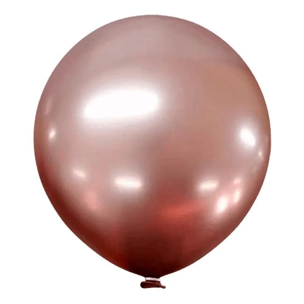 Balão Bexiga Metalizado 16 Polegadas - Gigante - 10 Rose Go