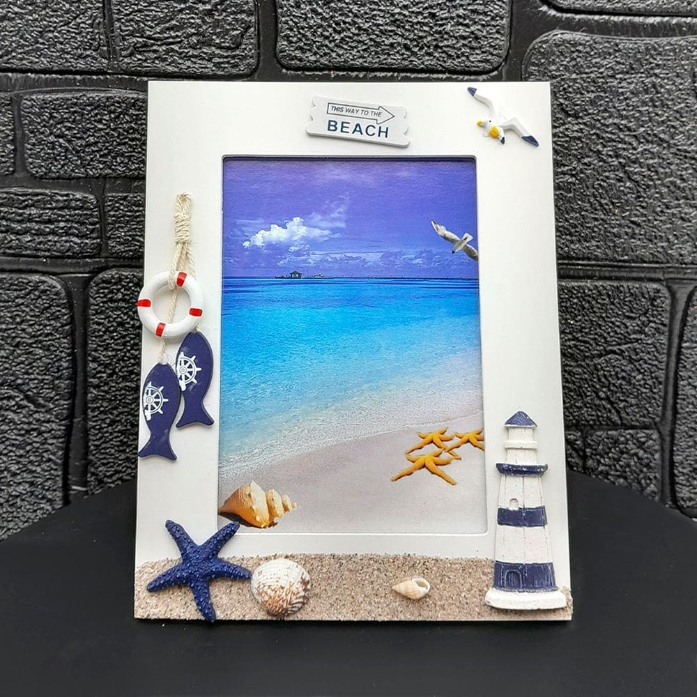 Porta Retrato Decorativo Náutico Marítimo Em Madeira De 5x7