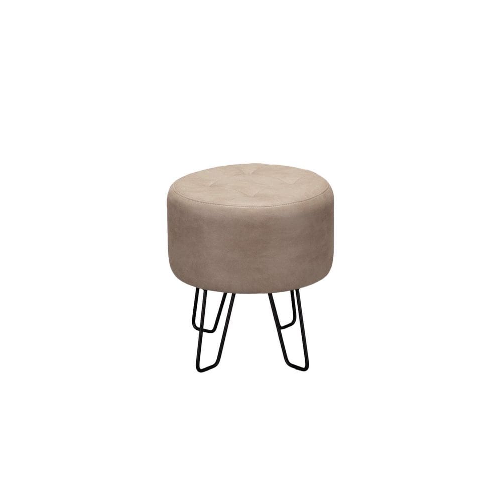 Puff para Sala de Estar 47x42cm Magda Soft Cinza/Preto