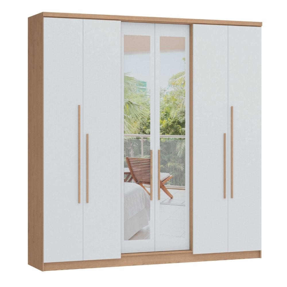 Guarda-roupa 6 Portas 2 Gavetas Sonata New Angelin/Branco Line