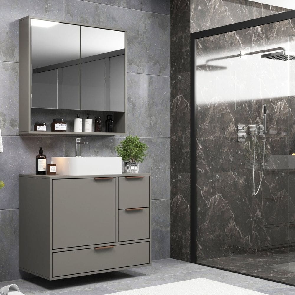 Gabinete para Banheiro Modular 801 80cm Prime Yescasa Cimento