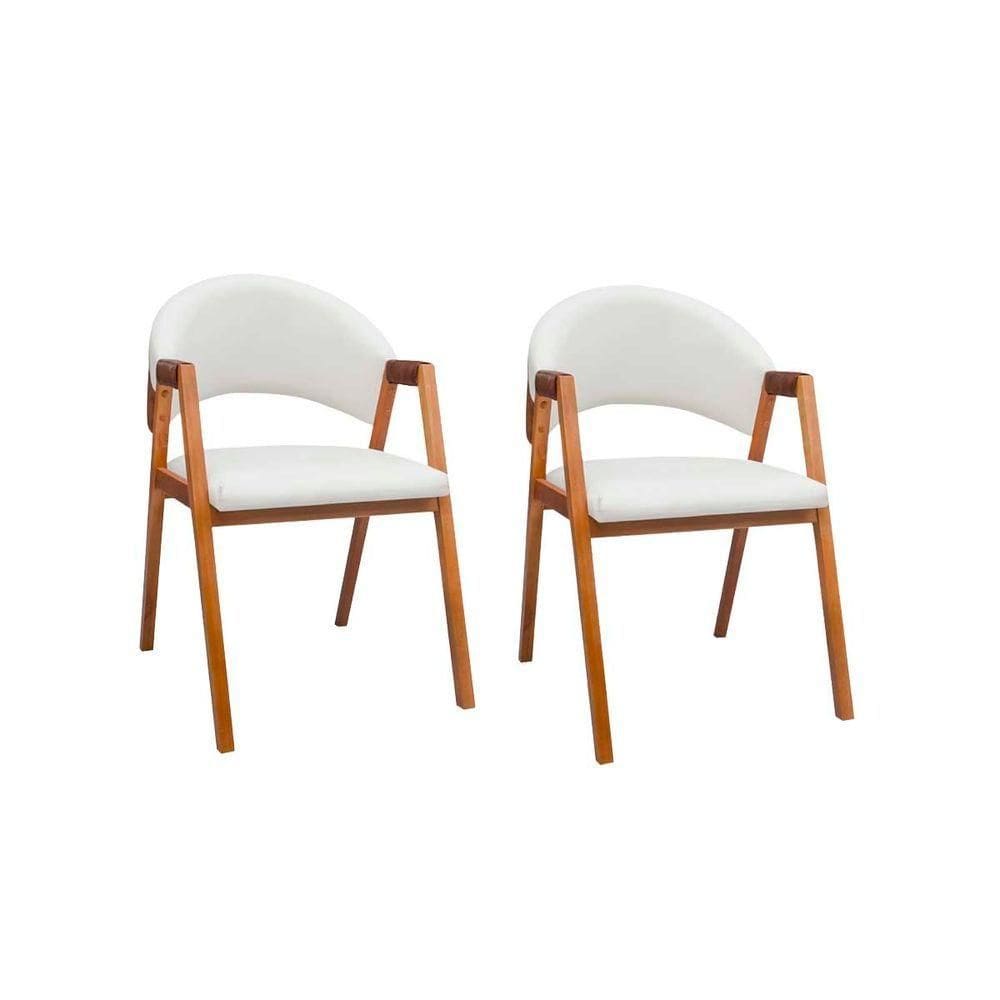 2 Cadeiras Sala De Jantar Em Madeira Luiza Sintético Ds Home Sintético Branco