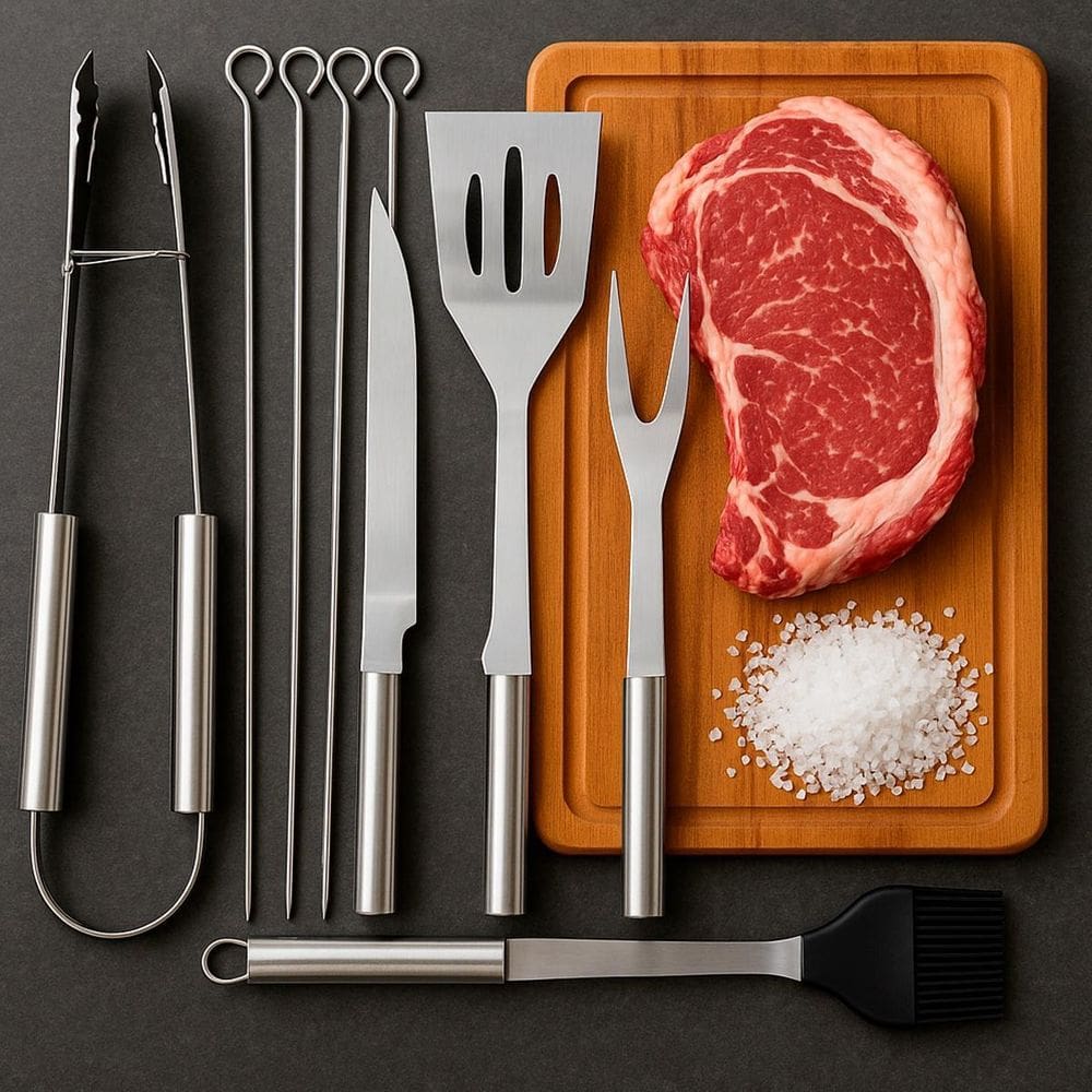 Kit Churrasco Com Utensílios De Alta Qualidade Inox