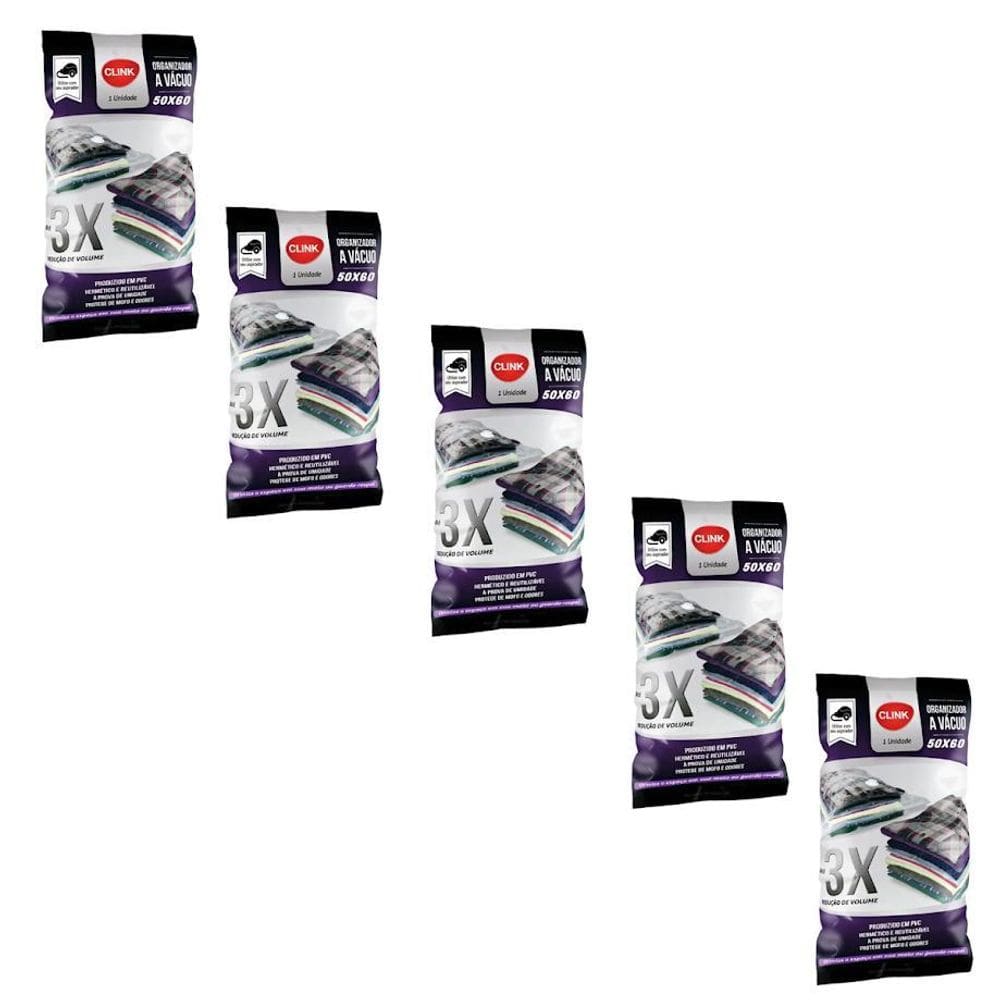 Kit 5 Sacos À Vácuo 50X60 Roupa Viagem Compacto Com Bomba