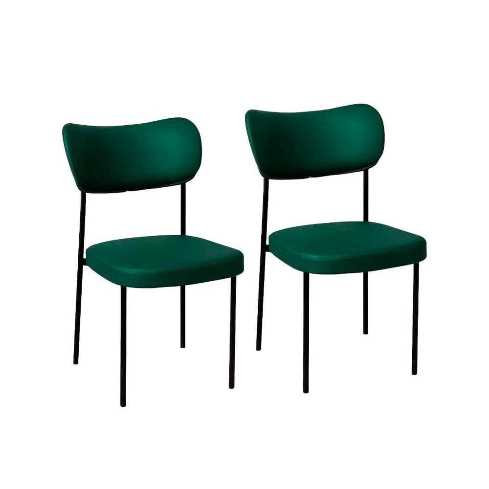 2 Cadeira Sala De Jantar Pés Em Aço Verona Sintetico Ds Home Sintético Verde