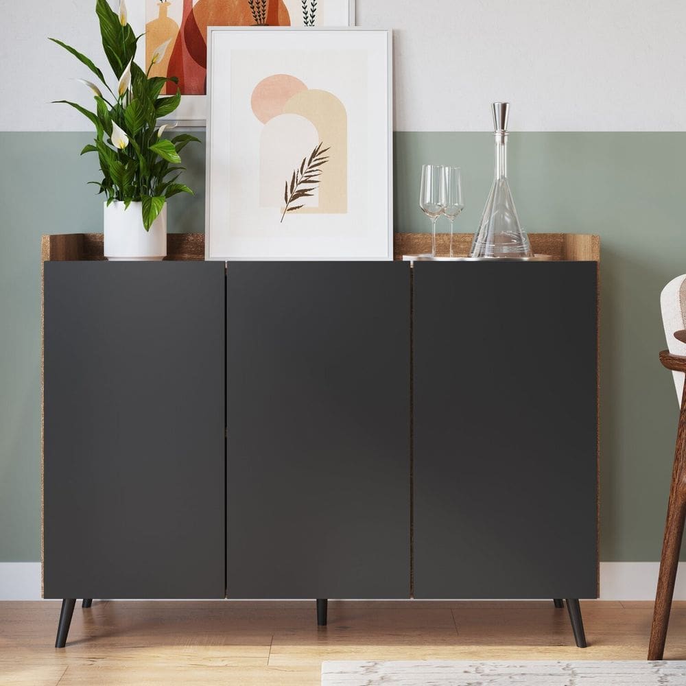 Buffet Aparador com 3 Portas Ap0012 Mel/Preto