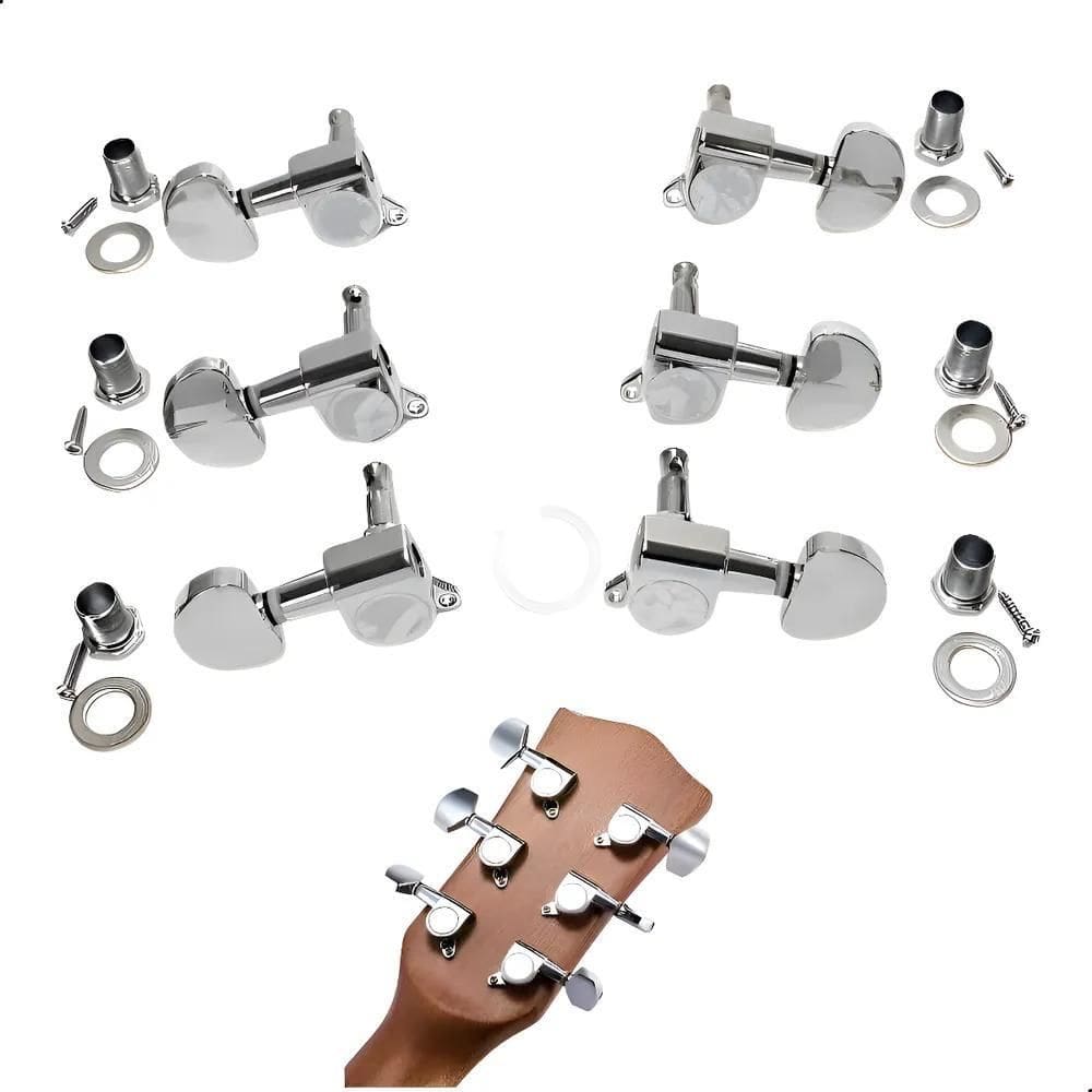 Jogo De Tarraxas Tarrachas Bertô 3 + 3 De Aço Cromada Blinda