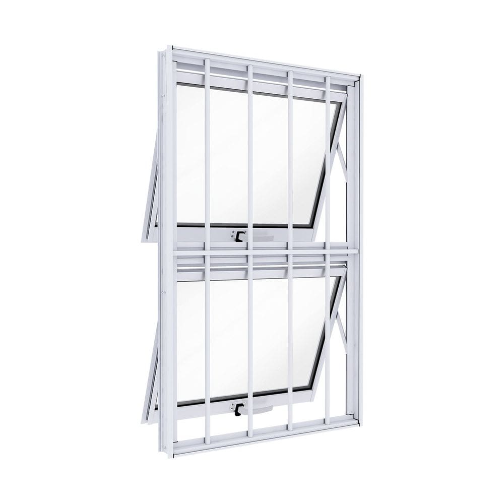 Janela de Alumínio Máximo Ar Duplo Vertical com Grade 100x60cm Lucasa Ideale Branco