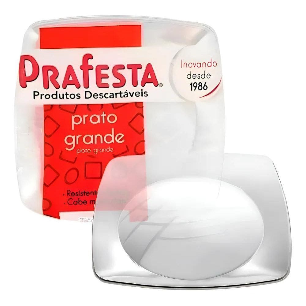Prato Acrílico Quadrado Grande De Festa 21Cm 30Unidades Cor