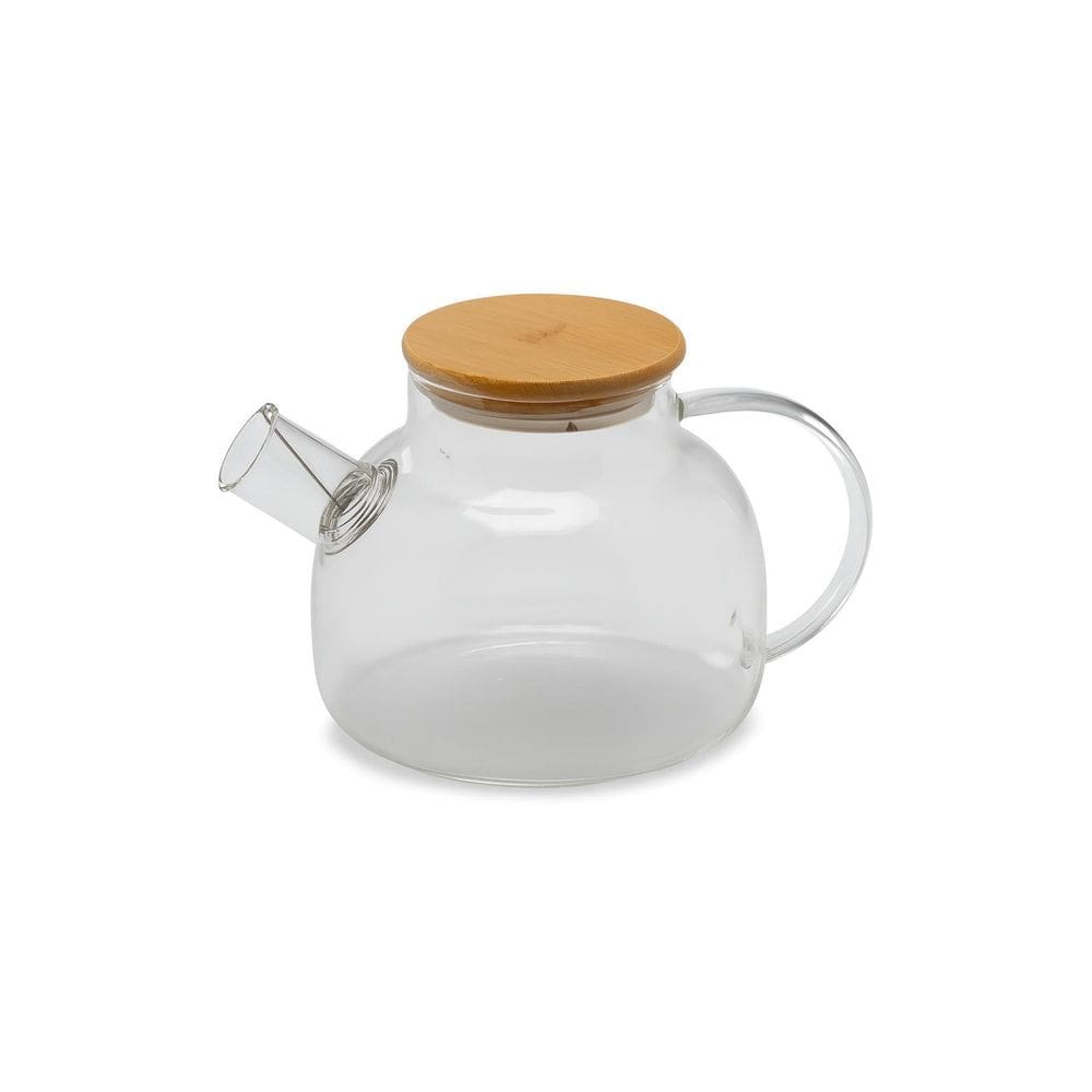 Chaleira De Vidro Borossolicato Com Tampa De Bambu 1 Litro