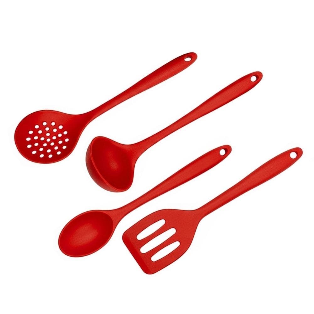 Kit Mini Utensílios de Silicone para Cozinha e Servir 4 pçs