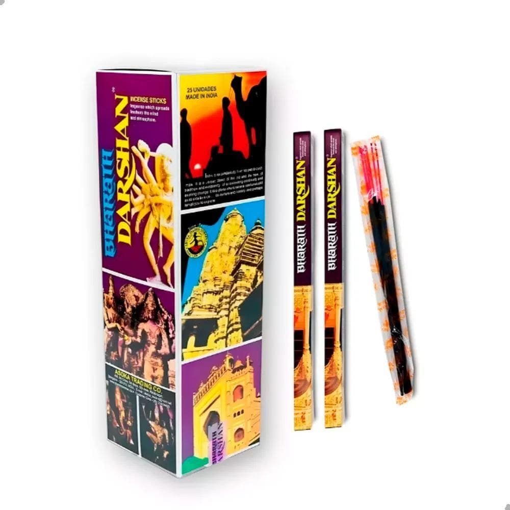 3X Incenso Bharath Darshan Box Com 25Cx De 7 Vareta