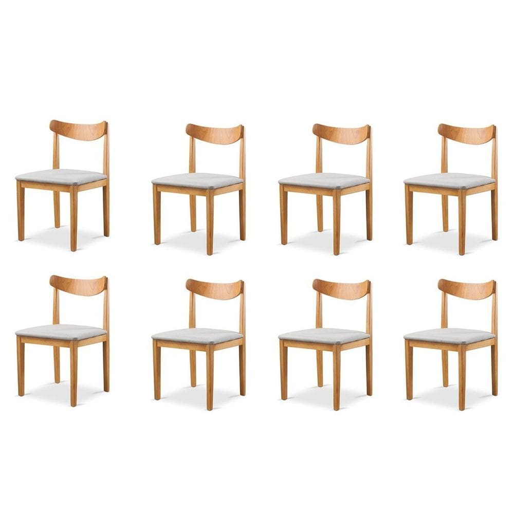 Kit 8 Cadeiras Sala de Jantar Aurora Cinza/Mel