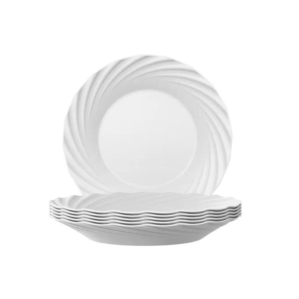 Conjunto 12 Pratos Duralex Jasmim Fundo Sopa 24cm - Nadir