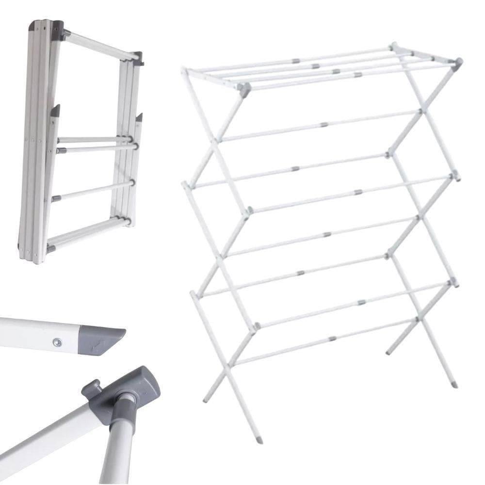 Varal Vertical Retrátil De Chão Branco 10 Kilos Portátil