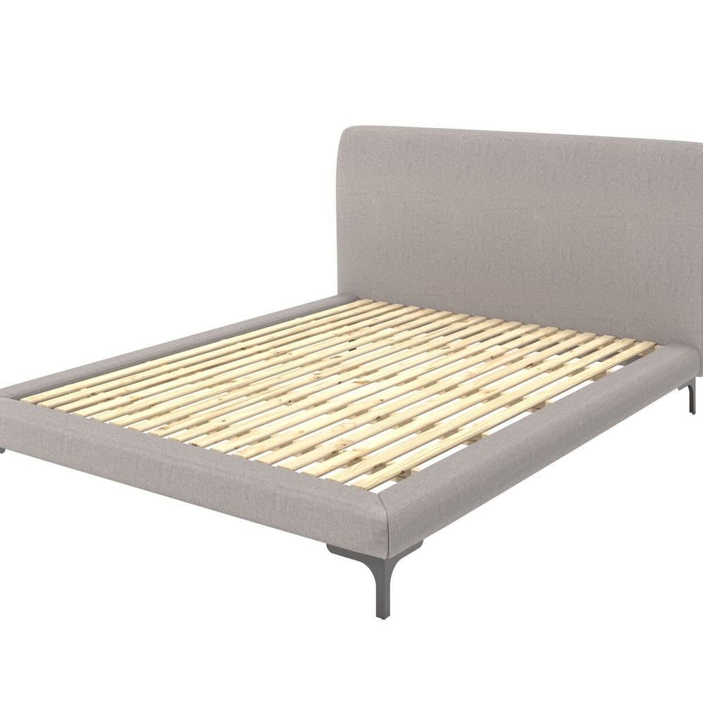 Cama Queen Estofada Linho com Cabeceira Star Cinza
