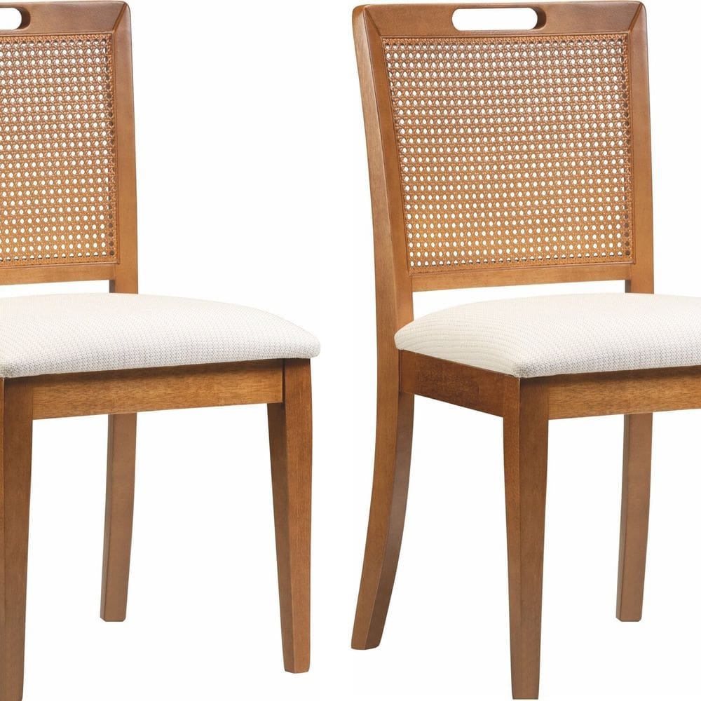 Conjunto 2 Cadeiras Tecido Único 275 Enc Rt Ting Valentine Amêndoa/Off White