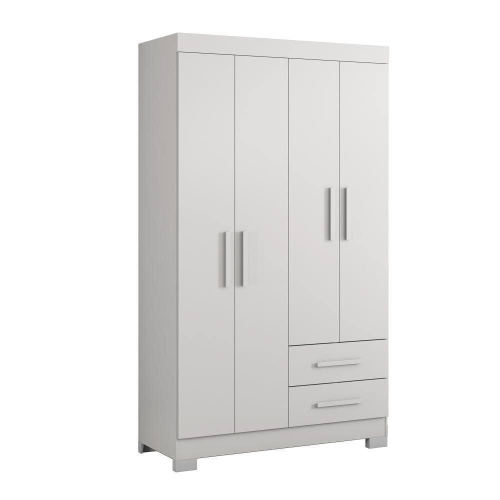 Guarda-roupa Com 4 Portas E 2 Gavetas Branco Com Rosa Nt5005 Notável Móveis