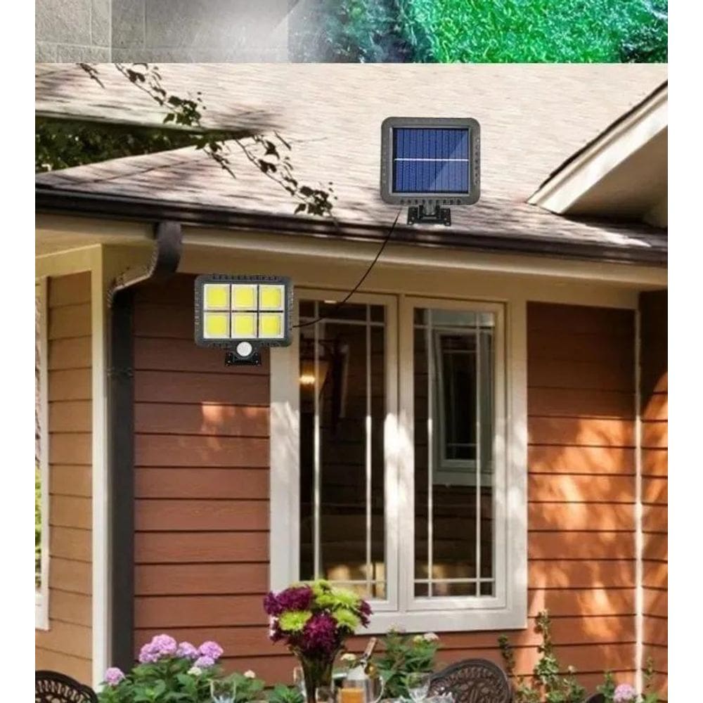 Luminária Solar Parede 120 Cob Sensor Presença 3 Funções