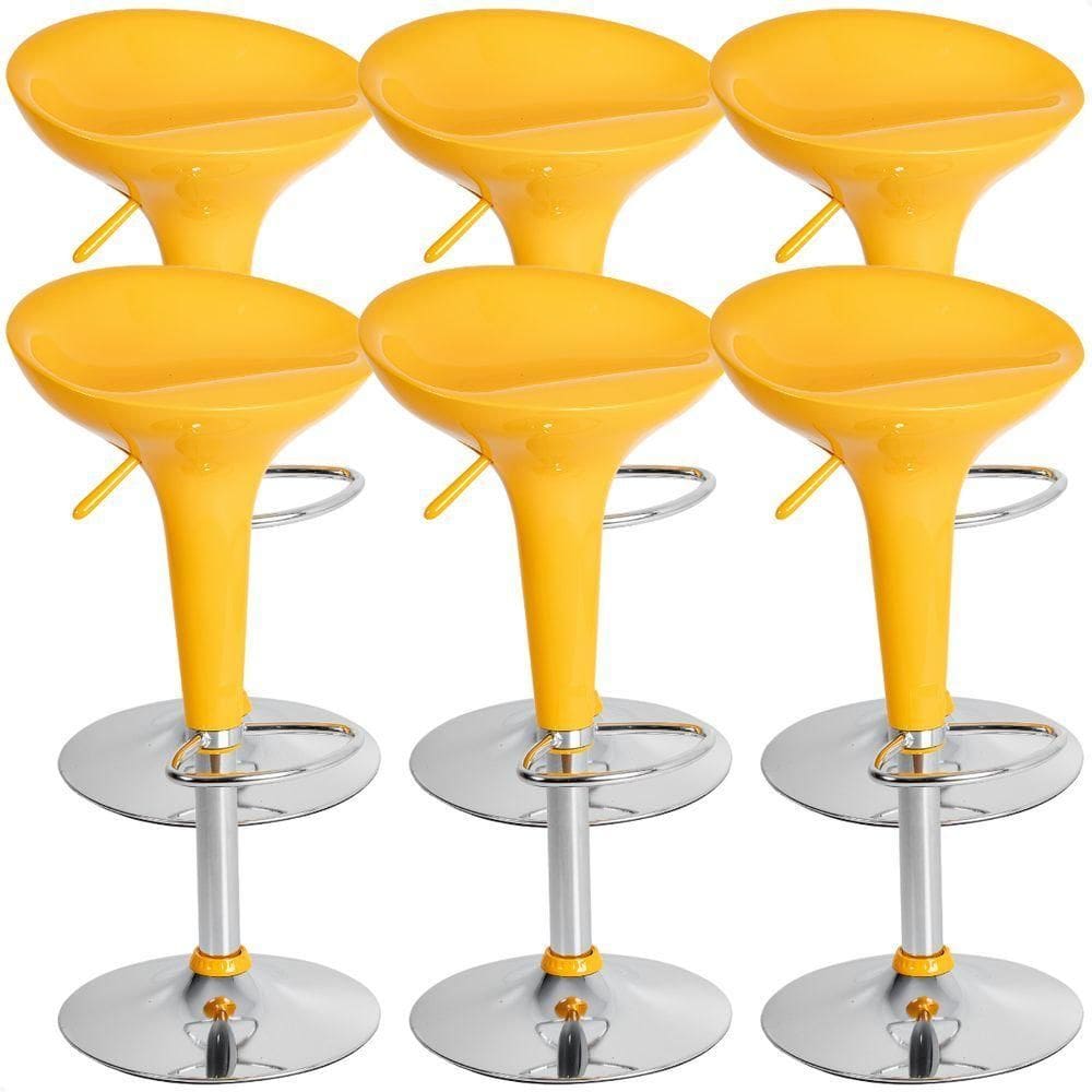 Banquetas Giratória Alta Tulipa Lotus Assento Abs Kit 06 Un Amarelo