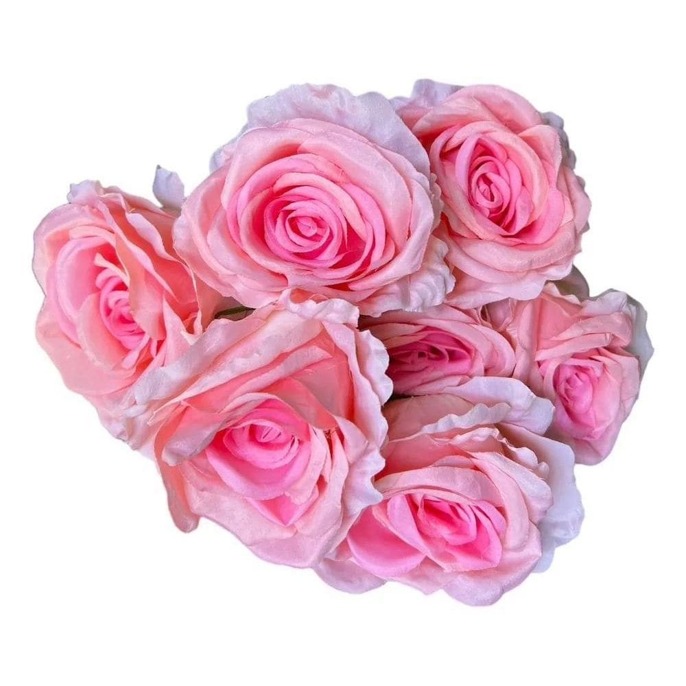 Buquê De Rosa Grande Artificial Rosa Primavera