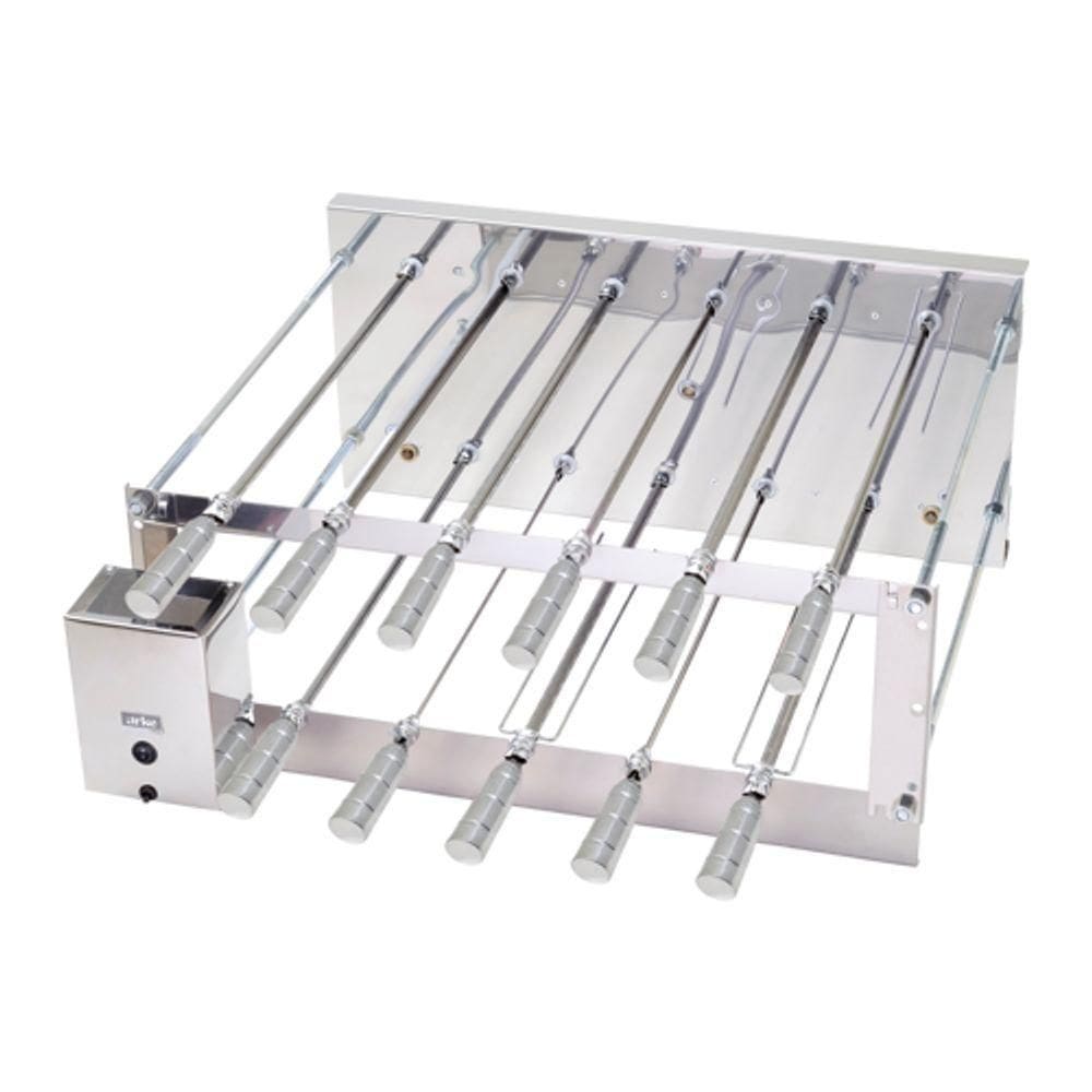 Churrasqueira Giratória Rotativa Aço Inox Crid 11 Espetos Bivolt