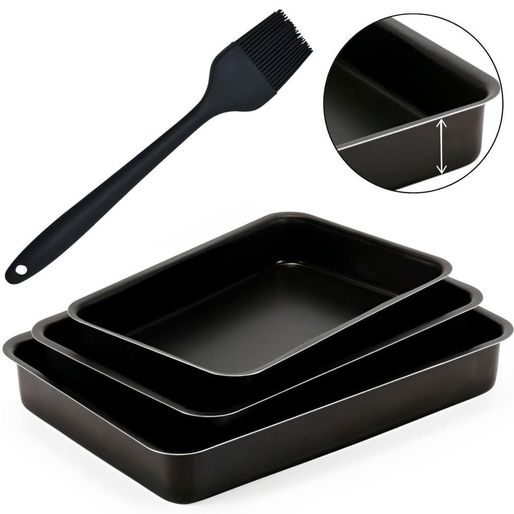 Jogo Assadeira Forma Alta 03 Peças Antiaderentes + Pincel