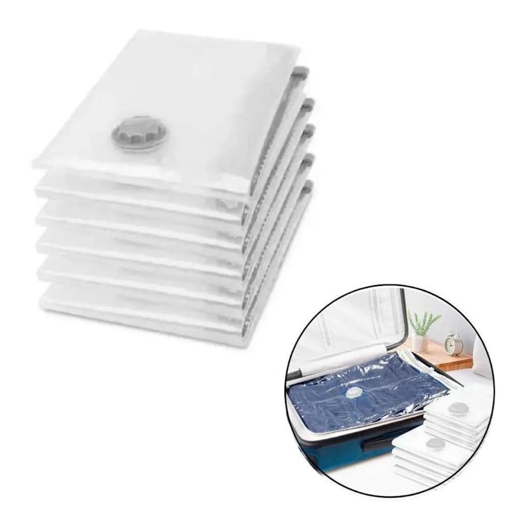 Kit 3 Sacos A Vacuo Com Bomba 80X110 Roupas Viagem Sucção