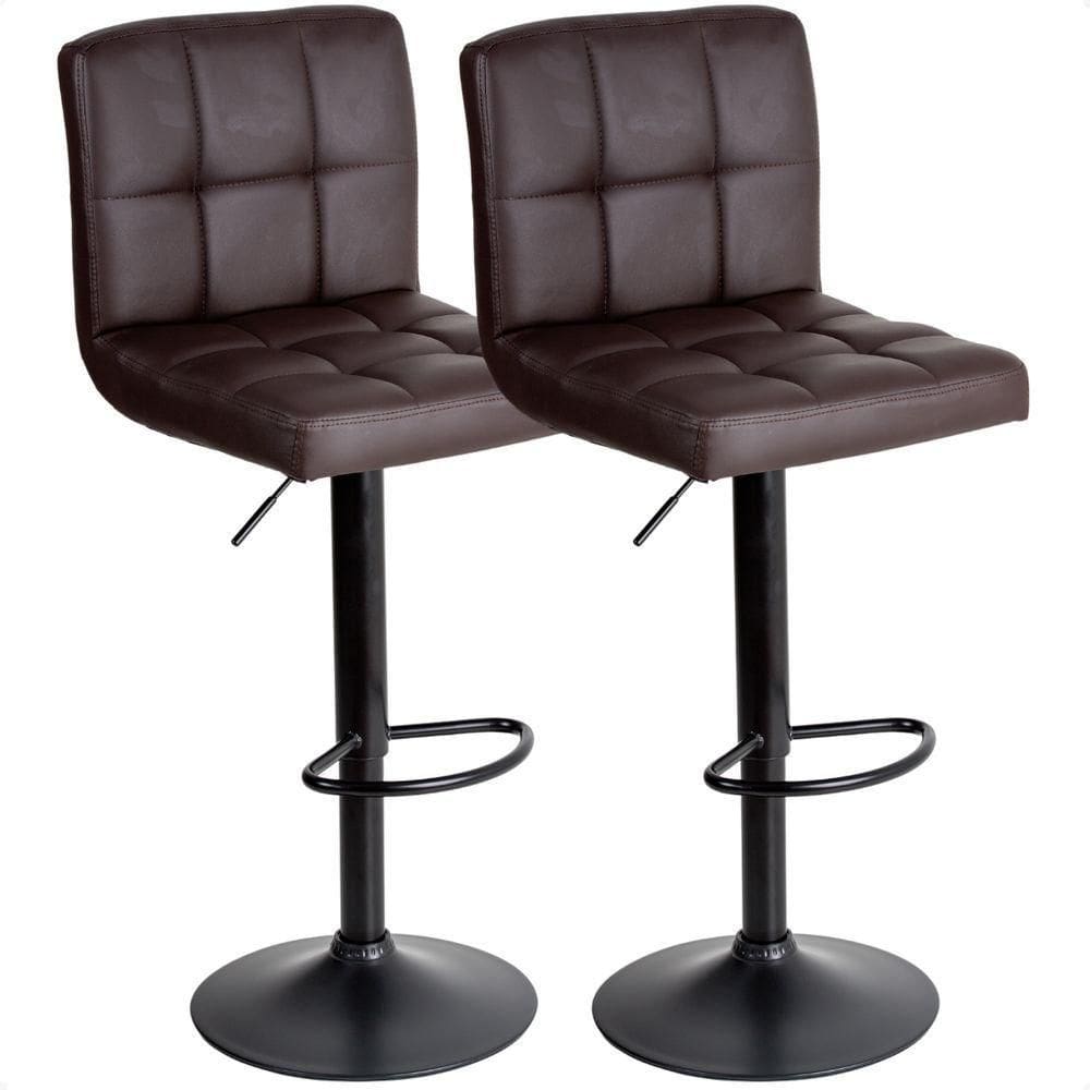 Banquetas Gomos Confort Giratória Estofada Cozinha Kit 02 Un Marrom Café - Preto Fosco