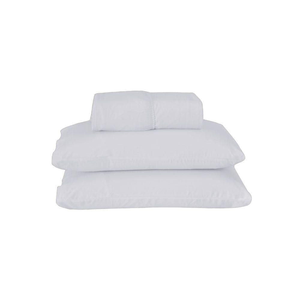 Jogo De Lençol Usual Queen 3 Peças Percal 180 Fios - Branco - 80% Poliéster- 20% Algodão