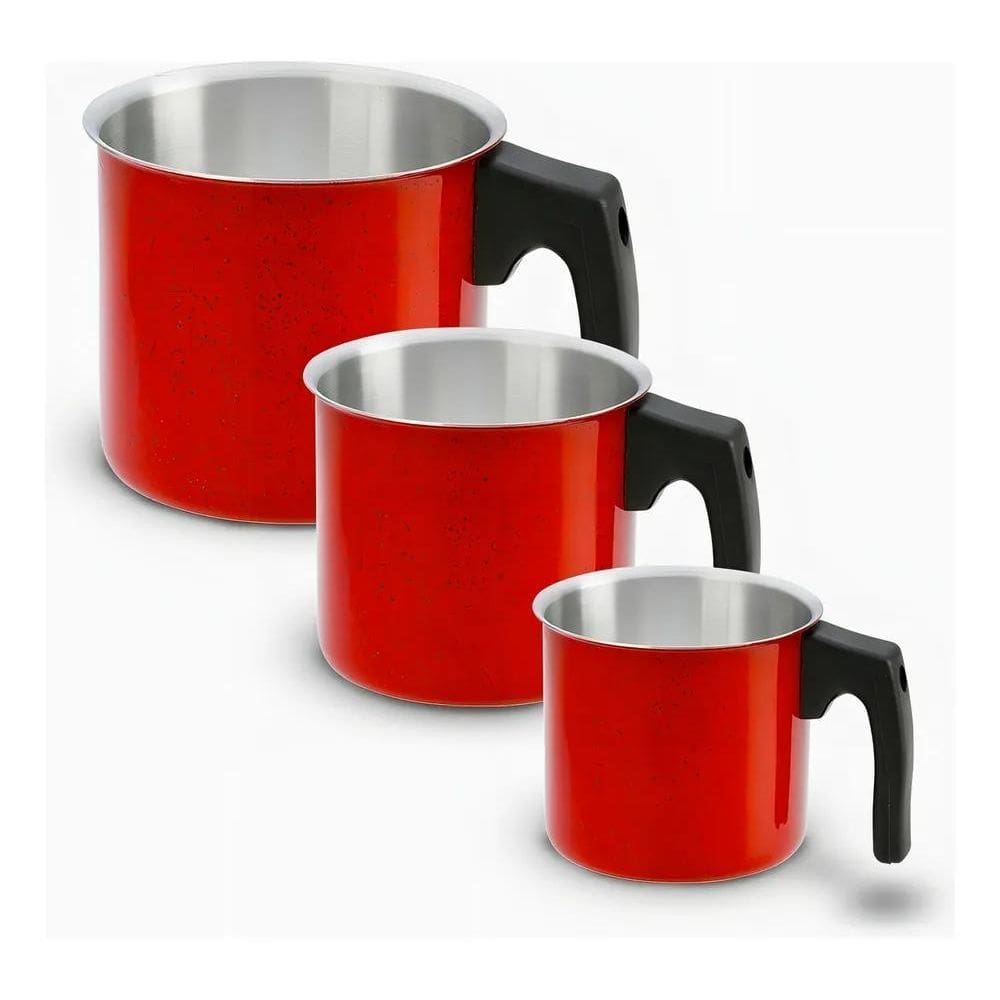 Conjunto Canecao Leiteira Fervedor Color 3 Peças. 12/14/16 C