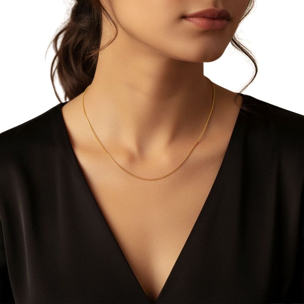 Colar Fino Dourado Inox Banhado A Ouro 18K Feminino 45cm