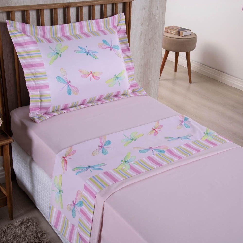 Jogo De Lençol Juvenil Girl 3 Peças Micropercal 300 Fios Estampado - Libé - 100% Poliéster