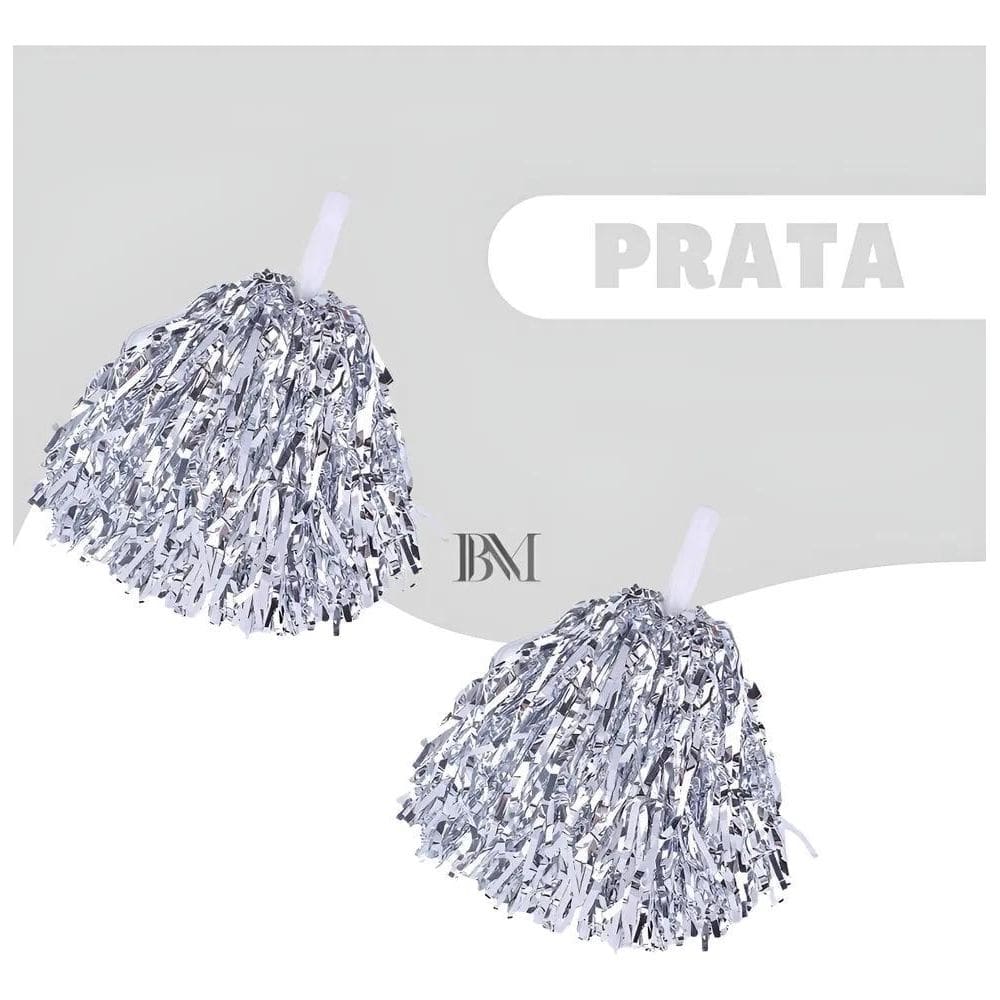 Kit 2 Pompom Metalizado Líder De Torcida Festa Esporte C Pra