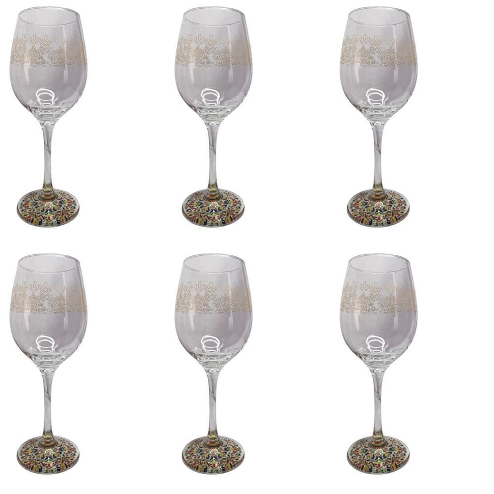 Kit 6 Taças De Vidro Grande 490Ml Vinho Água Mosaico