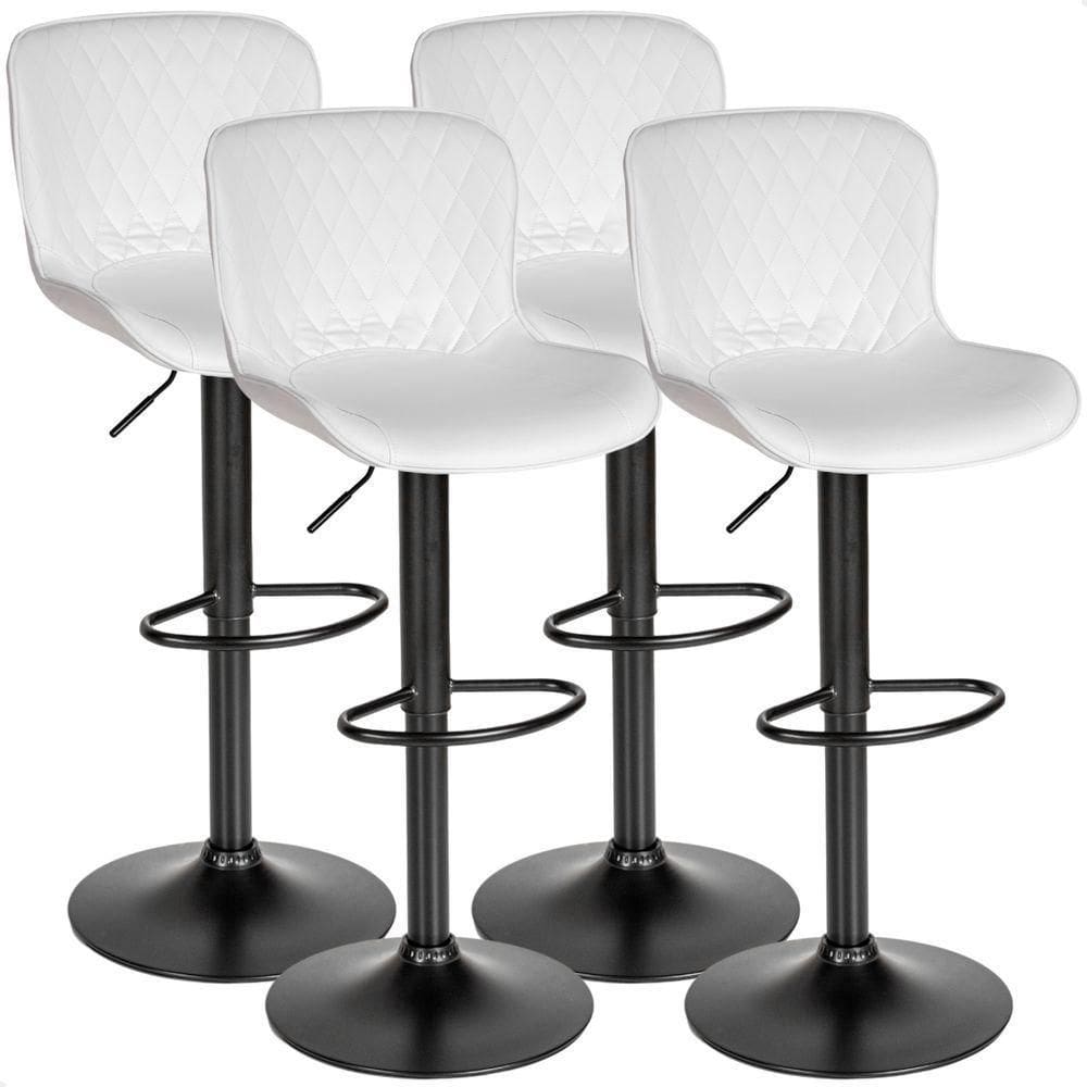 Banqueta Alta Para Cozinha Americana Bar Giratória Kit 04 Un Branco