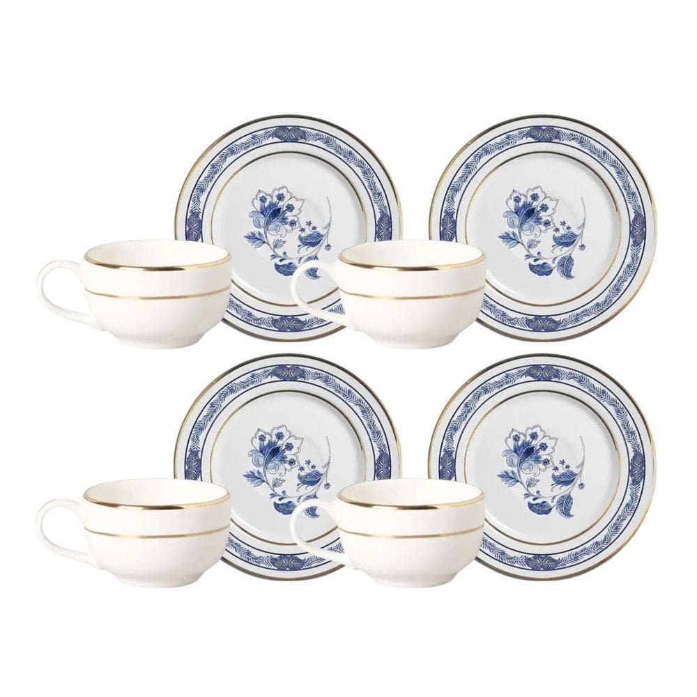 Jogo Xicaras De Chá Com Pires 250Ml Kit 4Pcs Xangai Alleanza