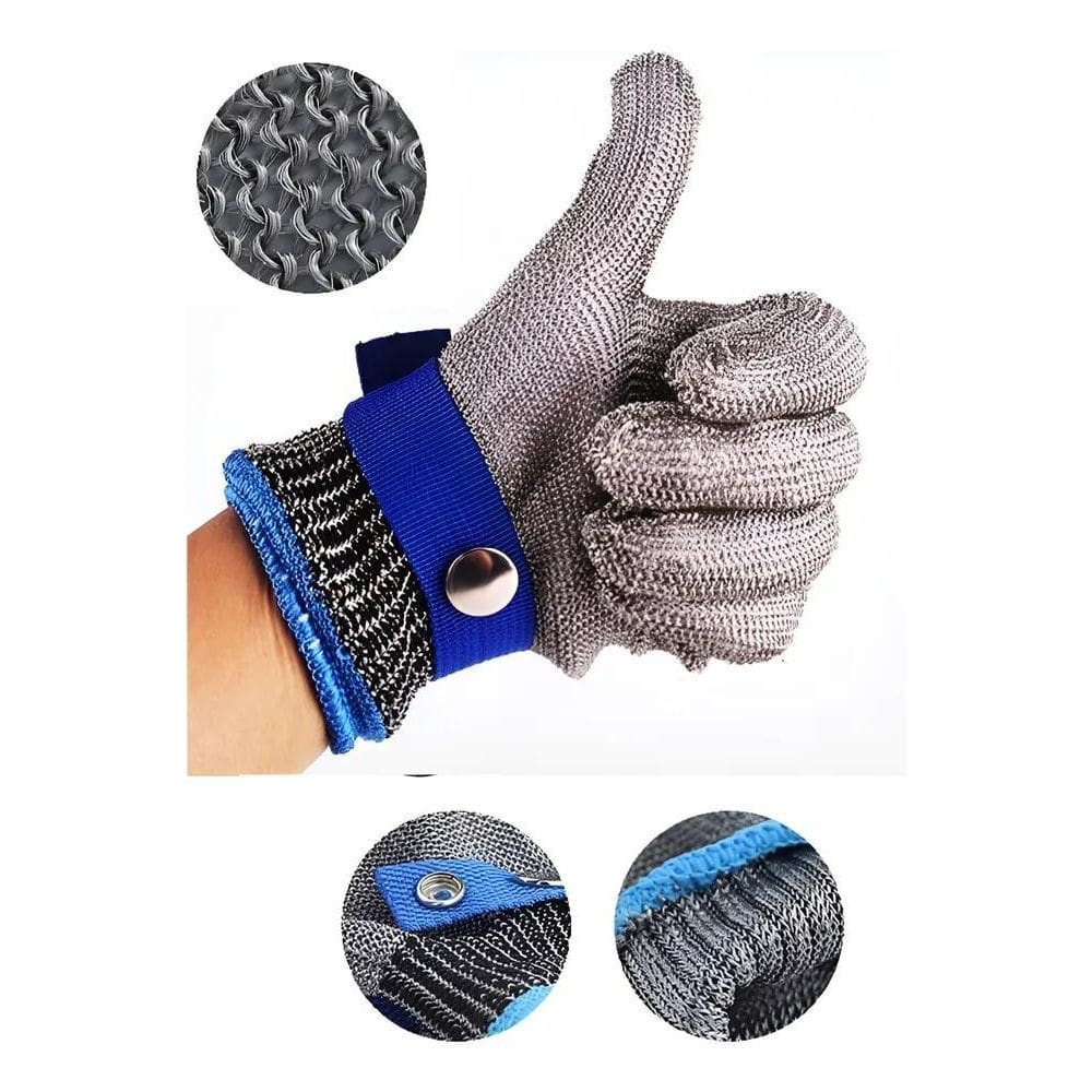 Luva De Açougueiro Fios De Aço Inox Anti Corte Alta Proteção