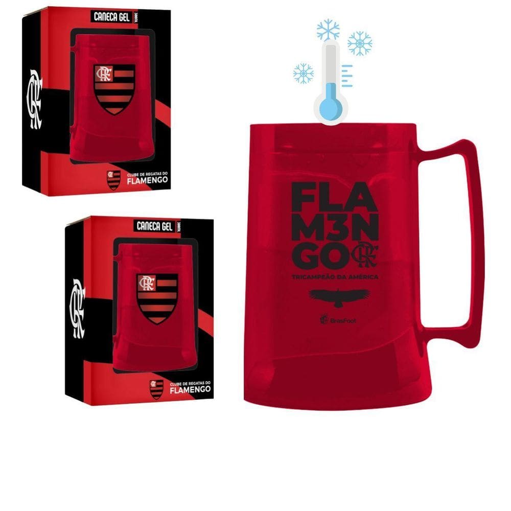 Kit 2 Caneca Copo Gel 300Ml Vermelho Térmico Congelante