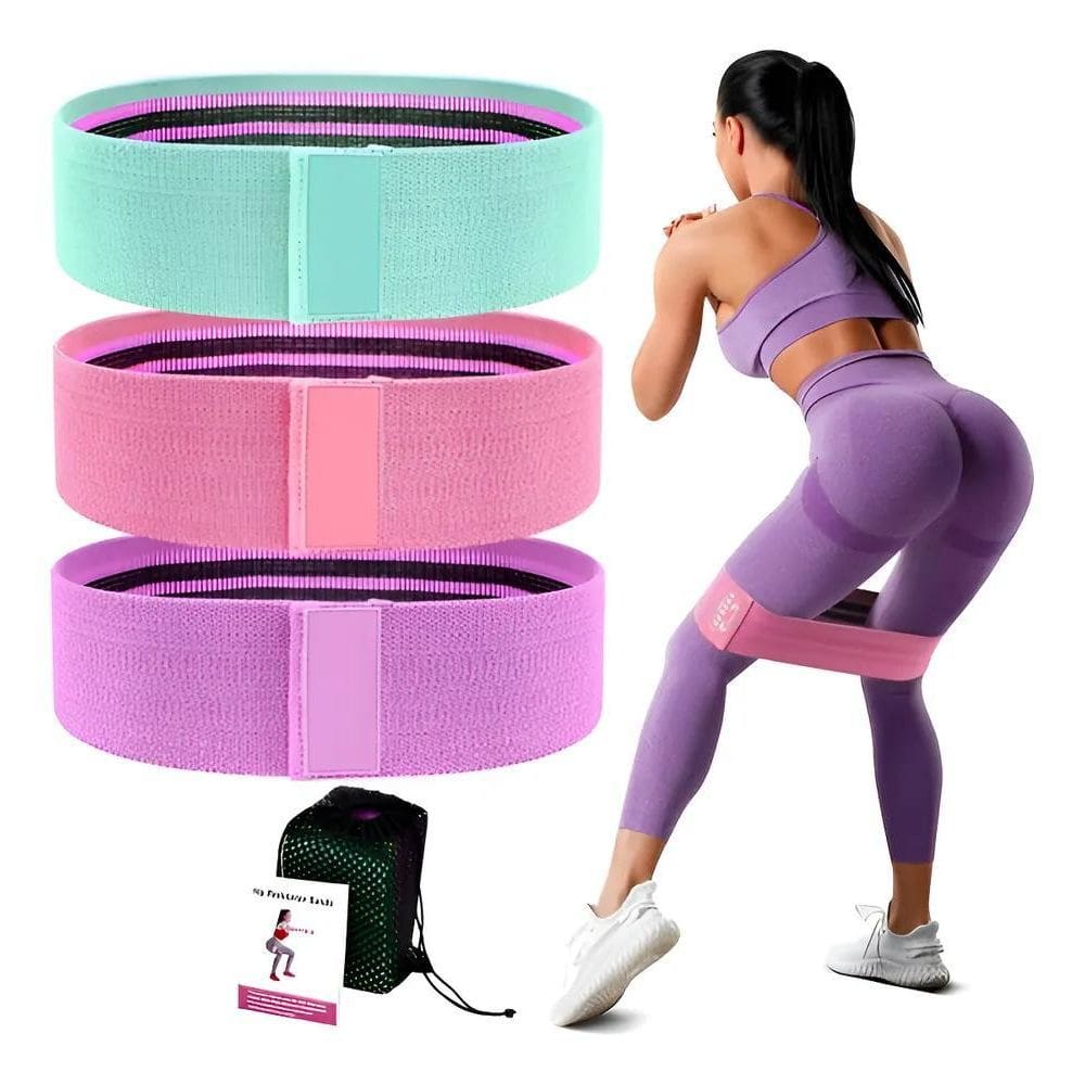 Kit 3 Faixas Elásticas De Exercício Hip Resistance Bands