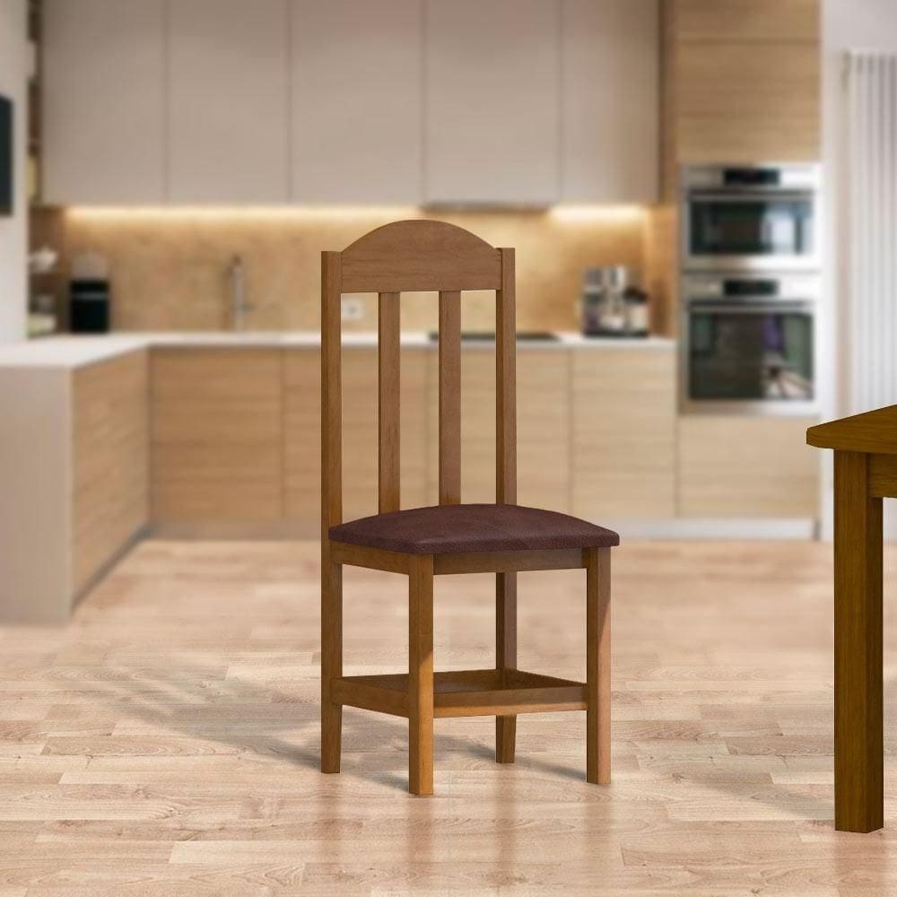 Kit Com 2 Cadeiras De Jantar Madeira Maciça Safira Com Estofado Corano Marrom C/estofado Corano Marrom