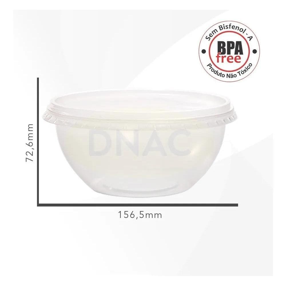 Pote Plástico Descartável Redondo Bowl 750Ml - 20 Un. Cor Tr