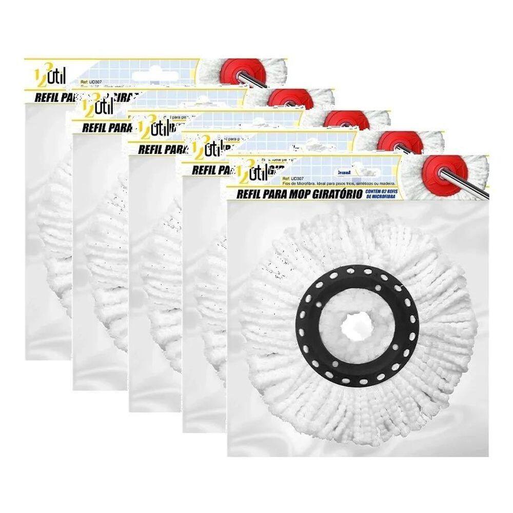 5 Refil Mop Giratório Esfregão Universal Limpeza 16 Cm Spin