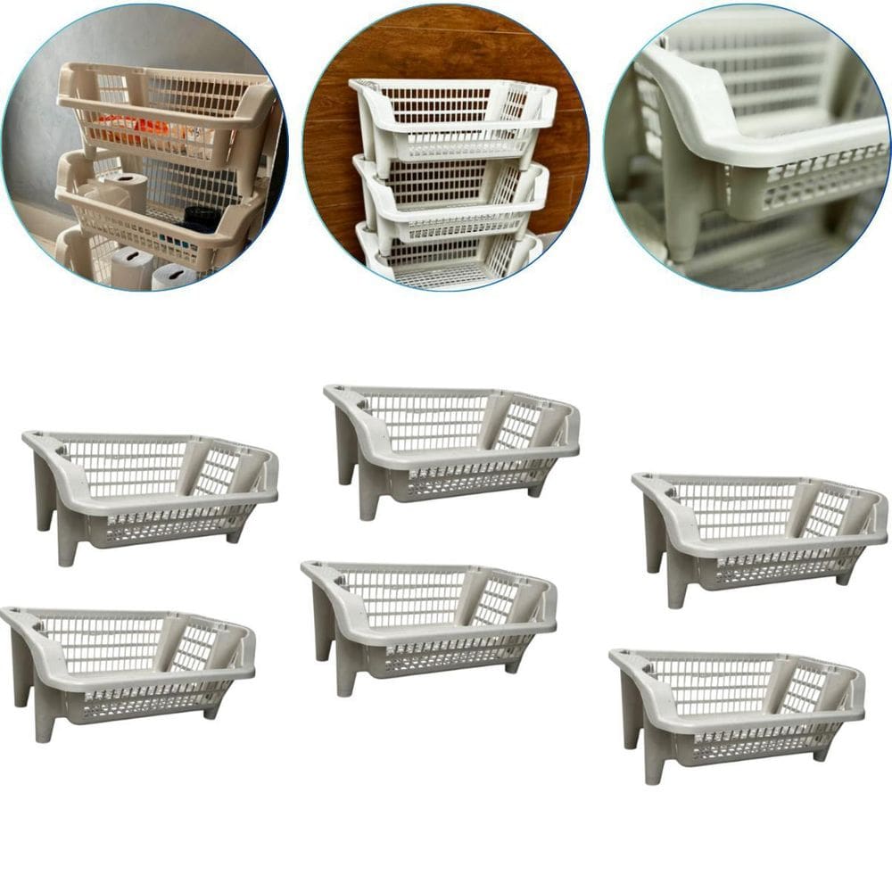 Kit 6 Cesto Expositor Organizador Empilhável 16 Lts Branco