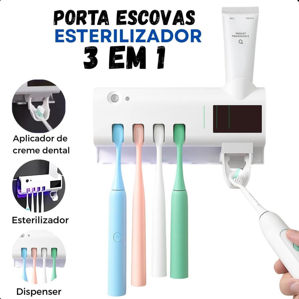 Esterilizador Dispenser Bucal - Escovas E Creme Dental