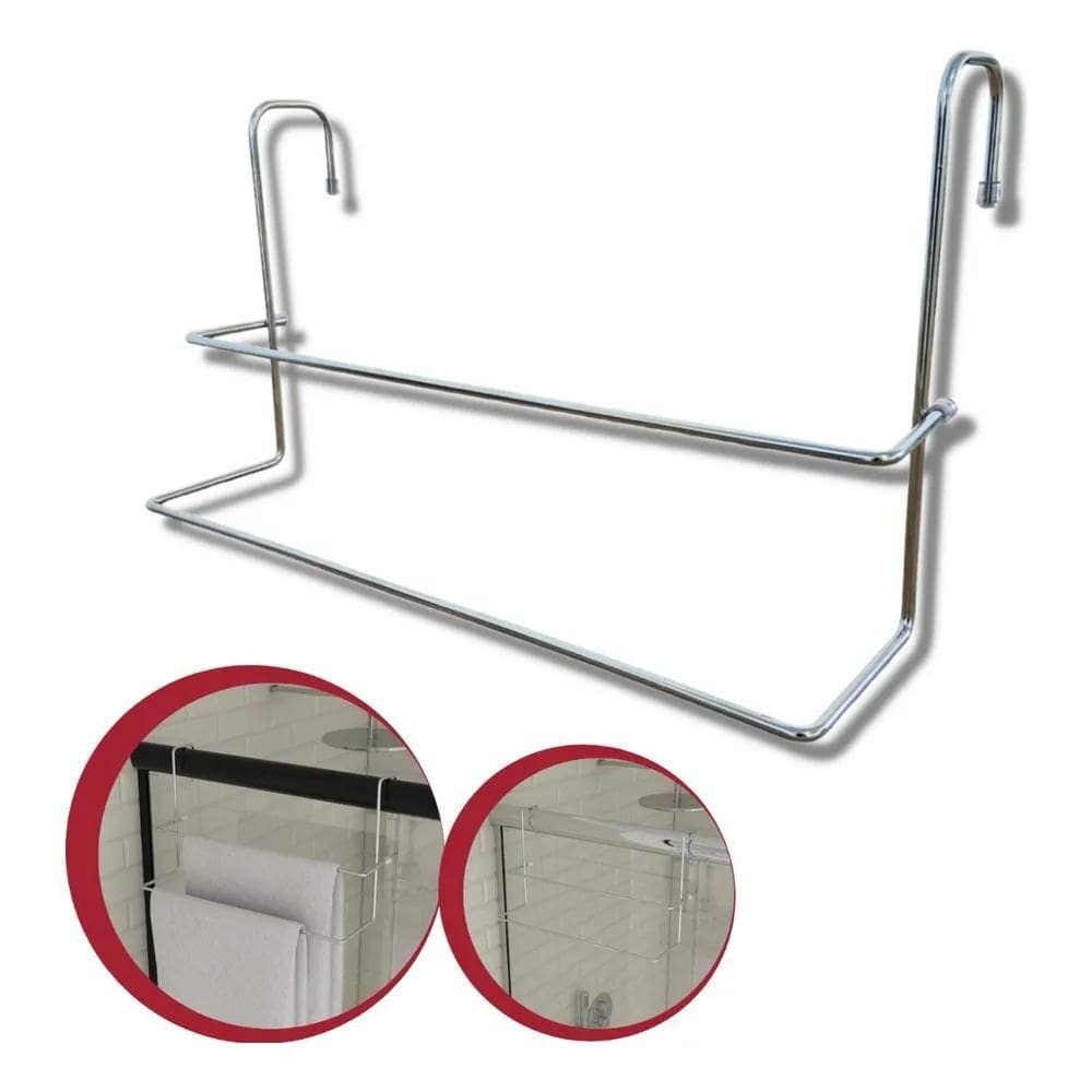 3X Suporte Duplo Porta Toalha Encaixe Para Box Banheiro Crom